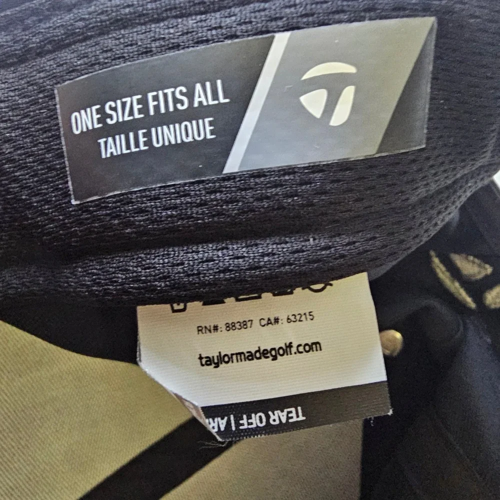 TaylorMade Golf RAW Hi-Toe Hat Black Adjustable Performance Baseball Cap Mens OS